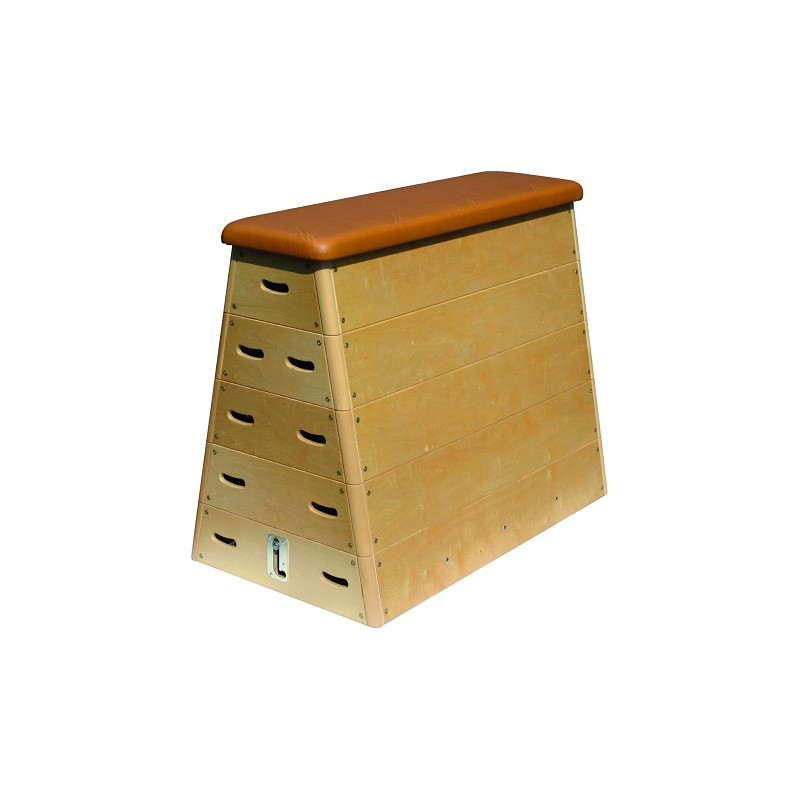 PYRAMID WOODEN VAULTING BOX WITH ROLLERS 140X75/40X110CM