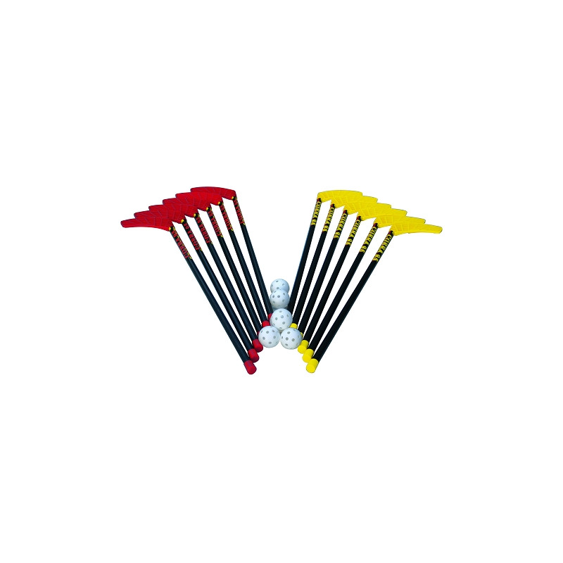 UNIHOCKEY SETSET OF 12 HOCKEY STICKS AND 6 BALLS