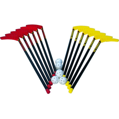 UNIHOCKEY SETSET OF 12 HOCKEY STICKS AND 6 BALLS