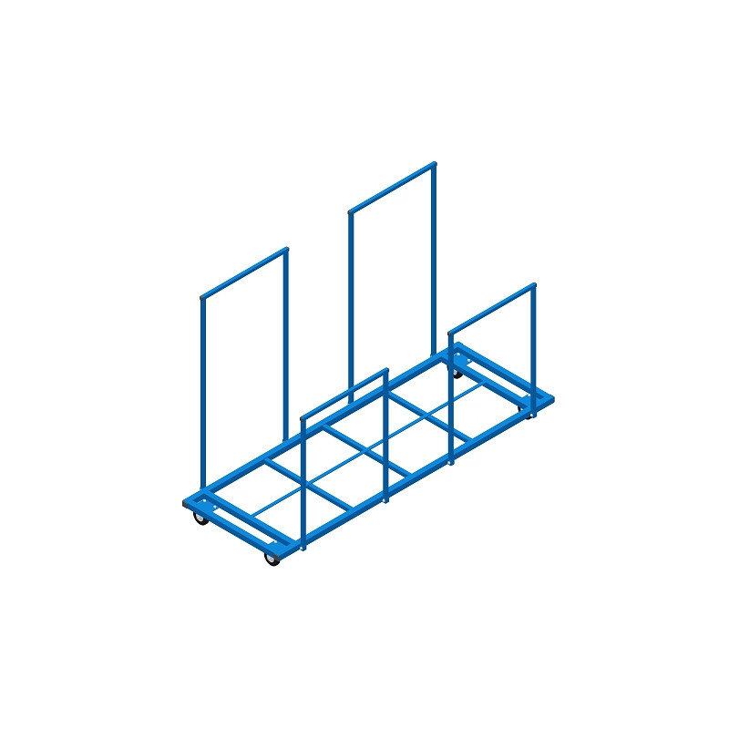 Vertical transportation cart with rails for mats