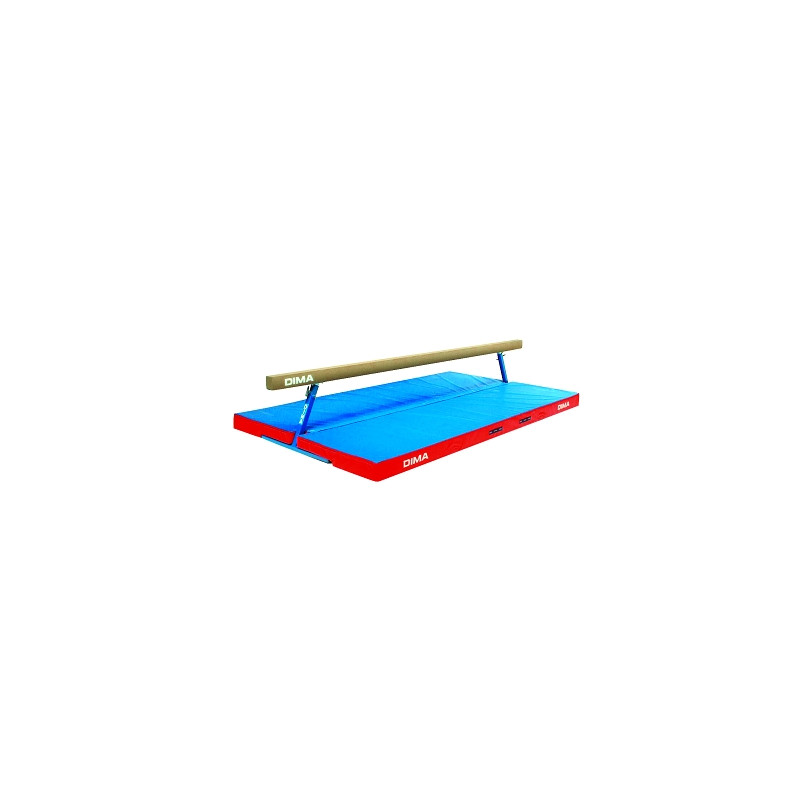School balance beam with transportation carts and folding mattress