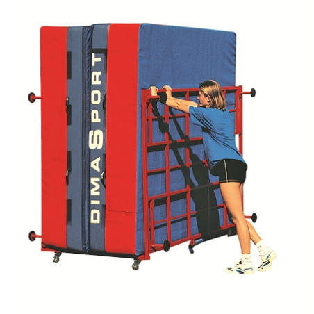 Foldaway wheeled high jump landing system