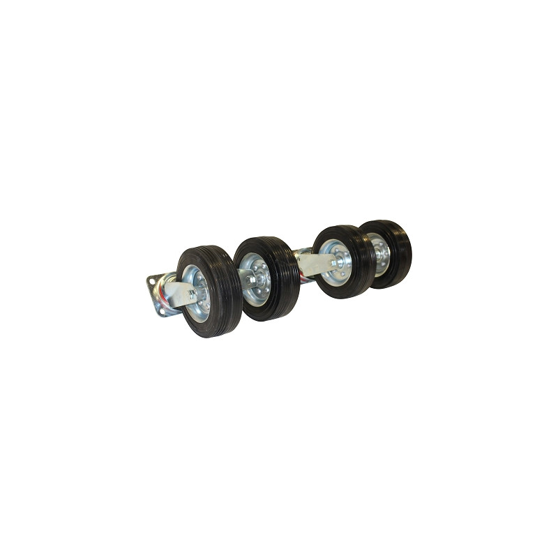 Set of 4 swivelling wheels for pole stacking shed