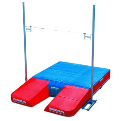 Reversible meeting modular pole vault landing system with platform 7.00 x 5.00 x 0.80/0.50m