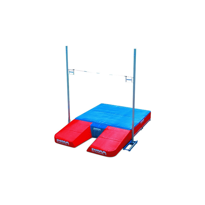 Reversible meeting modular pole vault landing system with platform 7.00 x 5.00 x 0.80/0.50m