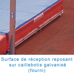 Reversible meeting modular pole vault landing system with platform 7.00 x 5.00 x 0.80/0.50m