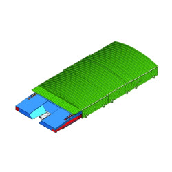 Integral shed on fixed wheels for international pole-vault landing system  8.60 x 6.70 m