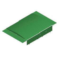 Shed on fixed wheels for reversible pole-vault landing system 7.80 x 5.60m