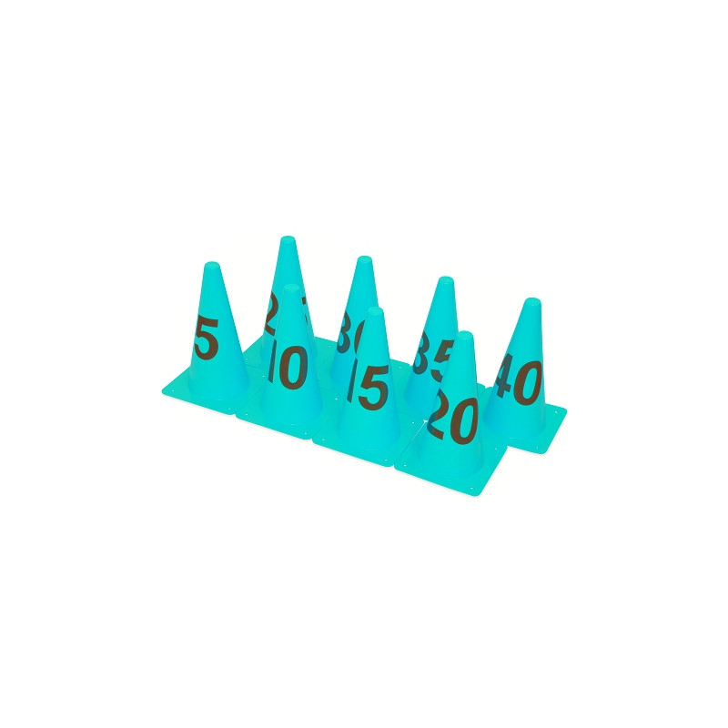 Cones numbered 5 to 40 - height 30cmset of 8