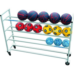 ÉTAGÈRE MOBILE A BALLONS ROUES PIVOTANTES 156X51X143CM | DIMASPORT